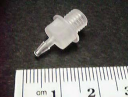 056754 Fitting, Barb 1/4-28,1/16-with O RING, Polypropylene